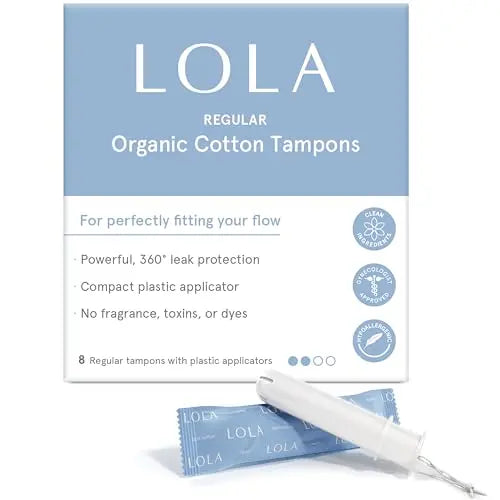 LOLA Organic Cotton Tampons, 8 Count - Tampons Regular, Period Feminine Hygiene Products