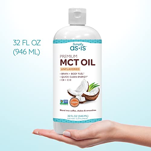 AS-IS Simply Premium MCT Oil C8 & C10 | Unflavored | 100% from Non-GMO Coconuts AS-IS
