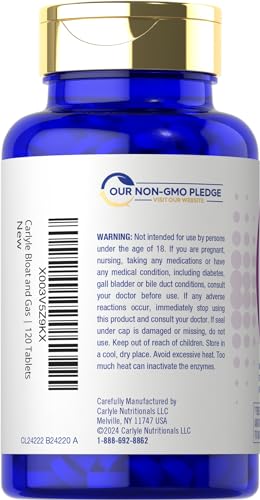 Carlyle Bloat & Gas Support for Men & Women | 120 Tablets | Extra Strength Pills | Supplement Carlyle