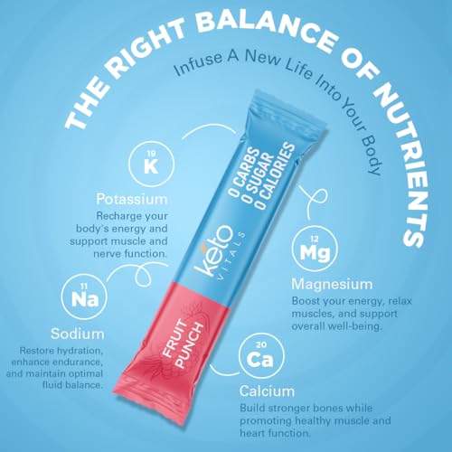 Keto Vitals Original Electrolytes Powder Packets | Keto Friendly Electrolyte Travel Packets