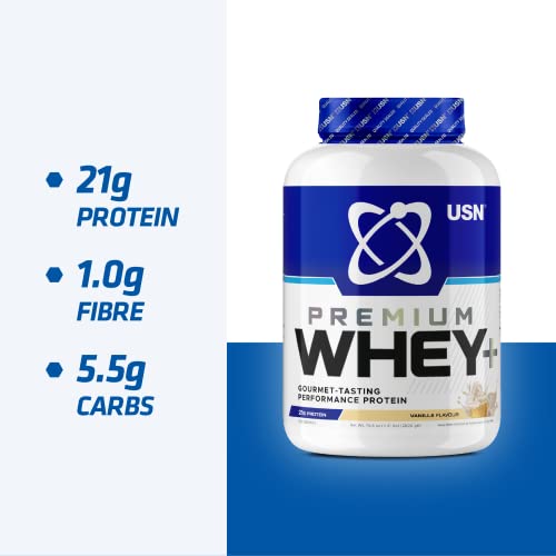 USN Whey+ Strawberry Protein Powder 2kg - Muscle Building & Recovery Protein Shakes USN