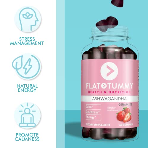 Flat Tummy Tea Ashwagandha Gummies (60 Count) feat. Lemon Balm - Destress,Calm