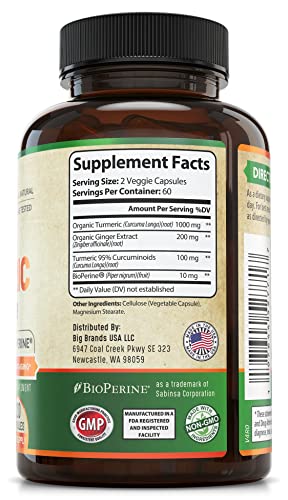 Organic Turmeric Curcumin with Ginger and Black Pepper for Max Absorption WHOLE WORLD WELLNESS