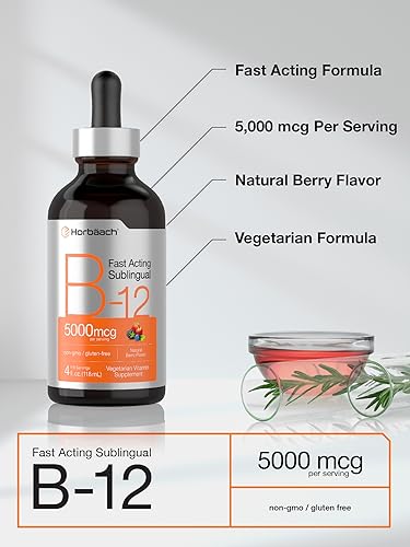 B-12 | 5000mcg | 4oz | Natural Berry Flavor Fast-Acting Sublingual Liquid Vitamin Horbäach