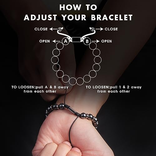 CARITATE Magnetic Hematite Bracelet for Women and Men, Healing Energy Beaded Bracelet CARITATE