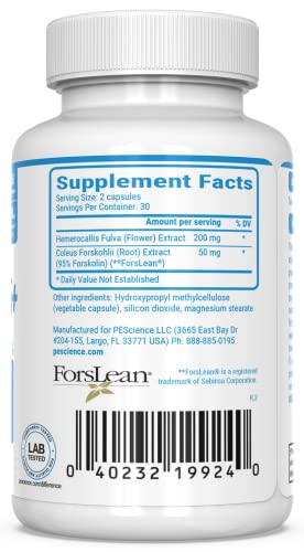 PEScience Forskolin Capsules, 95% Pure Forskolin Extract, Patented ForsLean, 60 Count PEScience