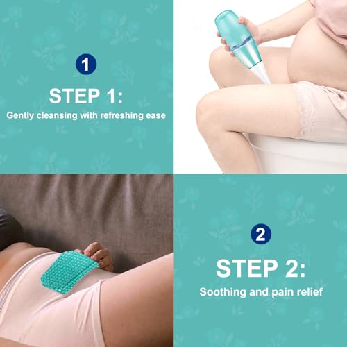 Peri Bottle Postpartum Portable Bidet - Perineal Bottle with 1 Ice Pack, Upside Down Squirt Bottle TheGreen
