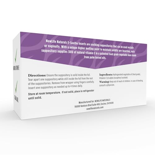 NewLife Naturals Vitamin E Suppositories 38IU - Vaginal Dryness Irritation Menopause Support NewLife Naturals
