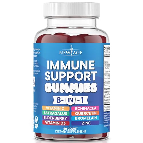 NEW AGE 8 in 1 Immune Support Booster Supplement with Elderberry, Vitamin C 