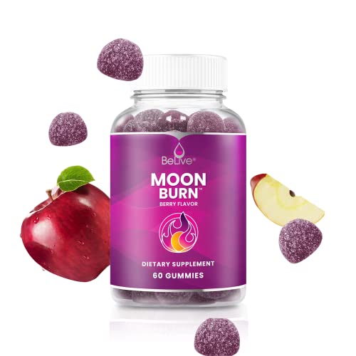 BeLive MoonBurn Nighttime Melatonin Gummies - 60 Ct | Formulated with Apple Cider BeLive