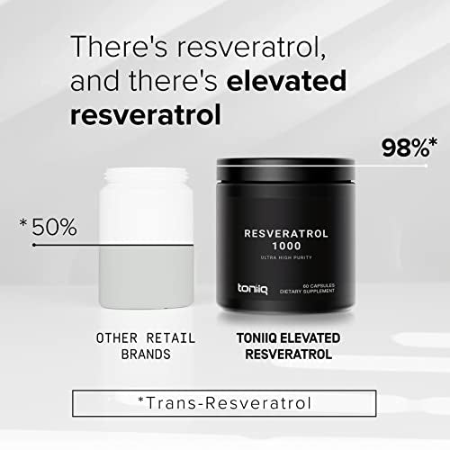 Ultra High Potency Third-Party Tested Trans Resveratrol 1000mg - 98% Pure Toniiq