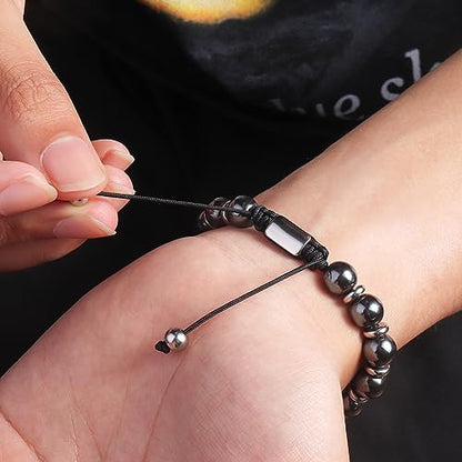 CARITATE Magnetic Hematite Bracelet for Women and Men, Healing Energy Beaded Bracelet