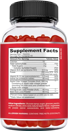 NUELATION Apple Cider Vinegar Gummies for Kids, 60 Servings. Gluten Free, Vegan and Gelatin NUELATION