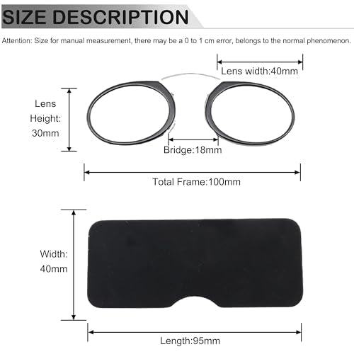COVESATO Mini Armless Reading Glasses for Men Women Slim Thin Clip on Nose Readers