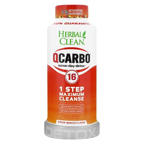 Herbal Clean Same-Day Premium Detox Liquid Drink, Strawberry Mango Flavor, 16 Fl Oz