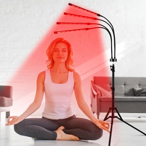 Devowellte Red Light Lamp for Face, 80 LEDs Red Light Lamp Height Free Adjustment Infrared Light Devowellte