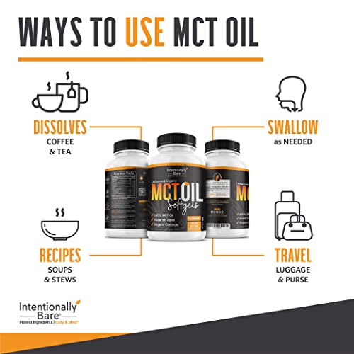 Intentionally Bare Organic MCT Oil Capsules - 70% C8 MCT Oil & 30% C10 MCT Capsules