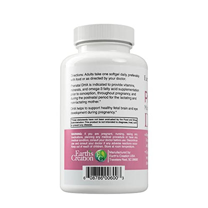 Earth's Creation Prenatal Multi Vitamin with DHA Dietary Supplement, 60 Softgels