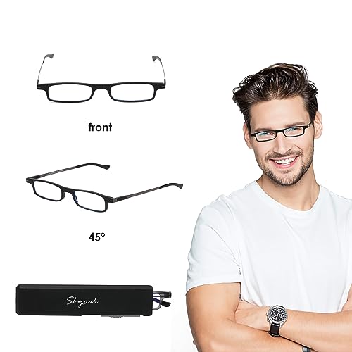 SKYOAK Ultra thin Lightweight Folding Reading Glasses Women Men TR90 Blue Light Blocking SKYOAK
