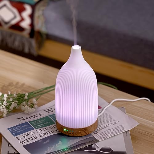 Coolego Ceramic Diffuser, 100ml Essential Oil Diffuser Ultrasonic Cool Mist Aromatherapy Diffuser Coolego