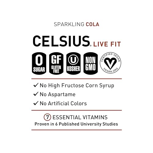 CELSIUS Sparkling Cola, Functional Essential Energy Drink 12 Fl Oz (Pack of 12) CELSIUS