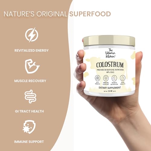 Bovine Colostrum Powder Supplement (40% IgG + No Fillers) Supports Gut The Vitamin Kitchen
