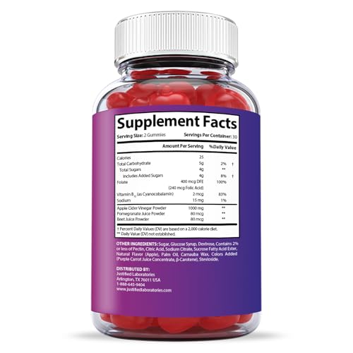 Justified Laboratories True Form Keto ACV Gummies 1000MG Vegan Non GMO