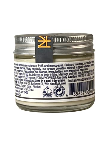 Indian Meadow Herbals Wild Yam Root Cream (2oz) - Organic Balancing Cream for PMS & Menopause Relief Indian Meadow Herbals