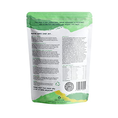 Vegan Multivitamins & Minerals - With High Strength Vitamin B12, D3, K2 & Iron