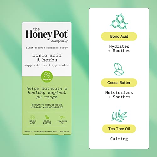 The Honey Pot Company 7 Day Boric Acid & Herbs Suppositories - Maintains and Balances Healthy The Honey Pot Company