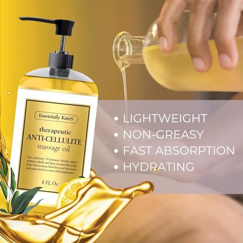 Essentially KateS Anti Cellulite Massage Oil 8 Fl Oz - Helps Break Down Fat Cells in Hip