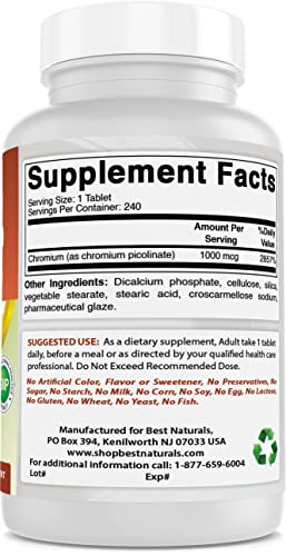 Best Naturals Chromium Picolinate 1000mcg 240 Tablets Best Naturals