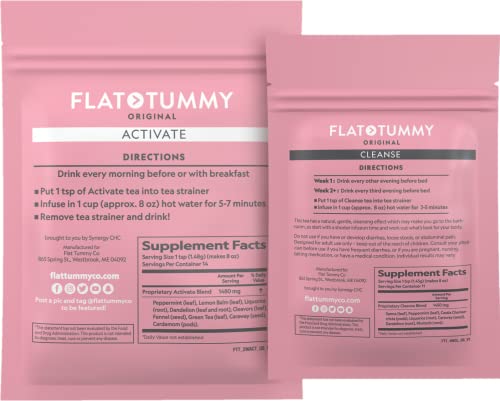 Flat Tummy Tea – 2-step, 4 Week Program – Detox Tea to Boost Energy & Reduce Bloating Flat Tummy Tea