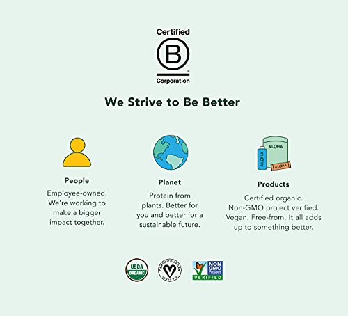 ALOHA Organic Plant Based Protein Powder, Stevia Free, Chocolate, 19.6 oz, 15 Servings ALOHA