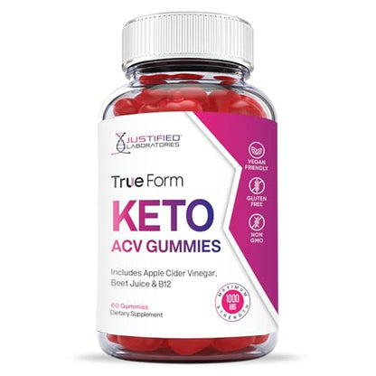 Justified Laboratories True Form Keto ACV Gummies 1000MG Vegan Non GMO