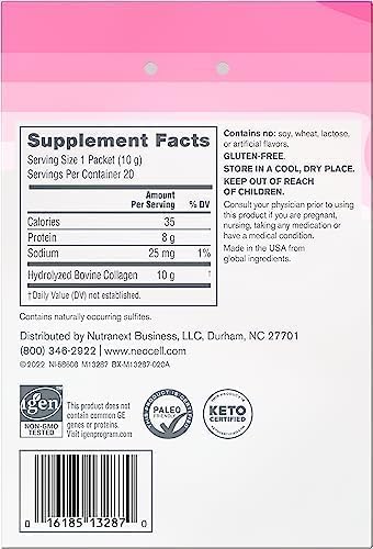 NeoCell Super Collagen Peptides, 10 g Collagen/Single-Serve Packet; Keto Certified NeoCell