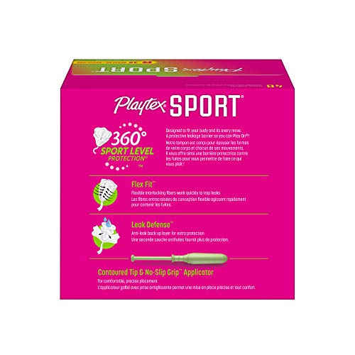 Playtex Sport Tampons, Regular Absorbency, Fragrance-Free - 48ct (Packaging May Vary) PLAYTEX