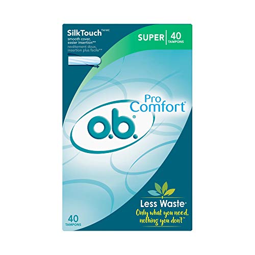 o.b. Pro-Comfort Non-Applicator Tampons, Super Absorbancy, 40 Count (Pack of 1) o.b.