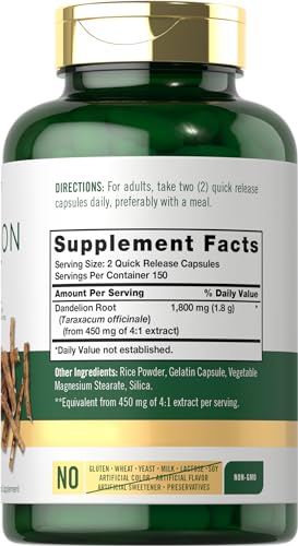 Carlyle Dandelion Root Capsules 1800mg | 300 Count | Non-GMO, Gluten Free