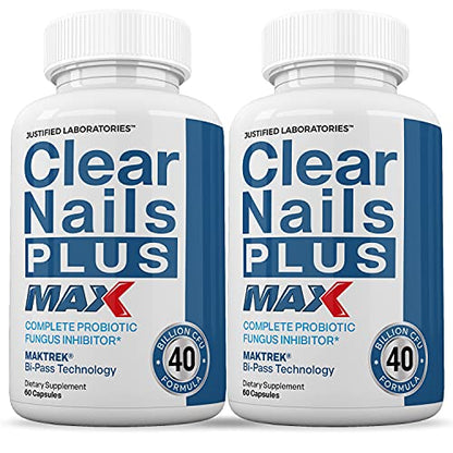 Justified Laboratories (2 Pack) Clear Nails Plus Max Pills 40 Billion CFU Probiotic Supports 