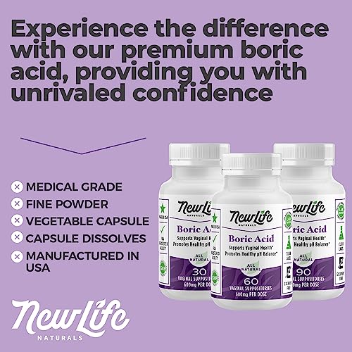 NewLife Naturals Boric Acid Suppositories for Women - 600mg NewLife Naturals