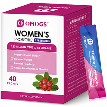 OMOGS Women's Probiotic,120-Billion-CFUs, 18 Strains, with 3 Prebiotics and Cranberry 