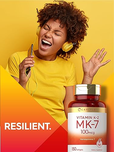Carlyle Vitamin K2 Supplement 100mcg | K2 MK7 | 150 Softgels | Non-GMO