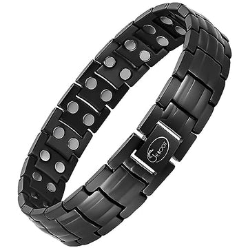 JEROOT Magnetic Bracelets for Men, Pure Titanium Double Row Strong Magnets
