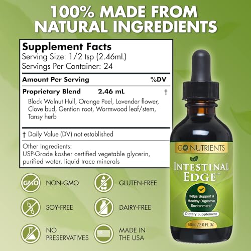 Go Nutrients Intestinal Edge Gut Detox Cleanse for Humans: Enhance Digestive