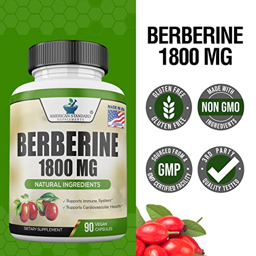 Berberine 1800mg Per Serving, Berberine Supplement, Berberine HCL, Berberine Pills American Standard Supplements