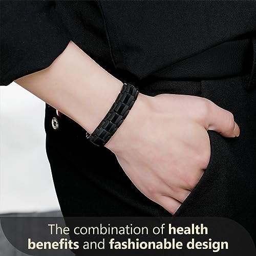 Feraco Mens Magnetic Bracelet Titanium Steel Magnetic Bracelet with Double Row 4 Elements