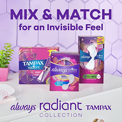 Tampax Radiant Tampons, Super Absorbency, With Leakguard Braid, Unscented, 28 Count