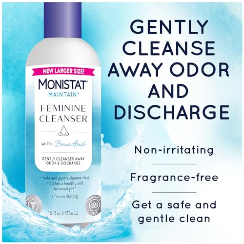 Monistat Boric Acid Feminine Cleanser, Fragrance Free Feminine Wash, 16 Fl Oz, 1 Pack Monistat