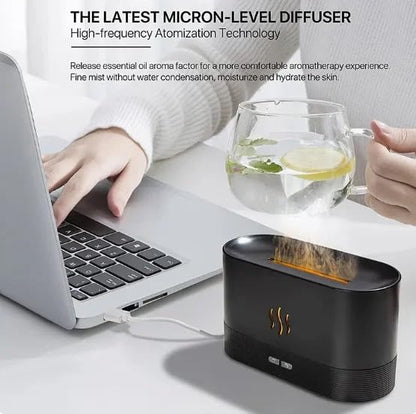 Flame Aroma Diffuser Humidifier 180ml, Oil Essential 2 Modes Brightness Aroma Humidifier